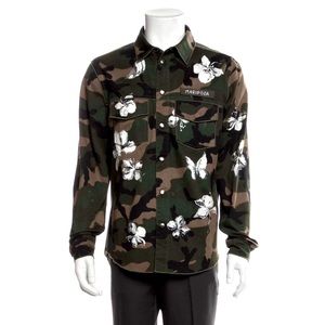 Stunning Valentino Mariposa camouflage print shirt Large 52 Unisex Italy
